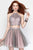 Alyce Paris - Halter Neck Two-Piece A-line Dress 3685 in Gray and Pink