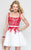 Alyce Paris  - 3689 Lace Embellished Square Neck Cocktail Dress in White and Red