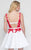 Alyce Paris  - 3689 Lace Embellished Square Neck Cocktail Dress in White and Red