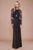 Tadashi Shoji - Jericho Long-Sleeve Jersey Lace Gown In Blue and Black