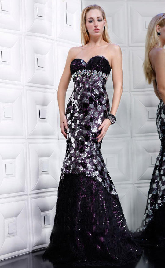 MNM Couture - 8239 Sequined Strapless Empire Gown in Purple