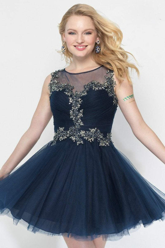 Alyce Paris - 3692 Short Dress In Navy Gold