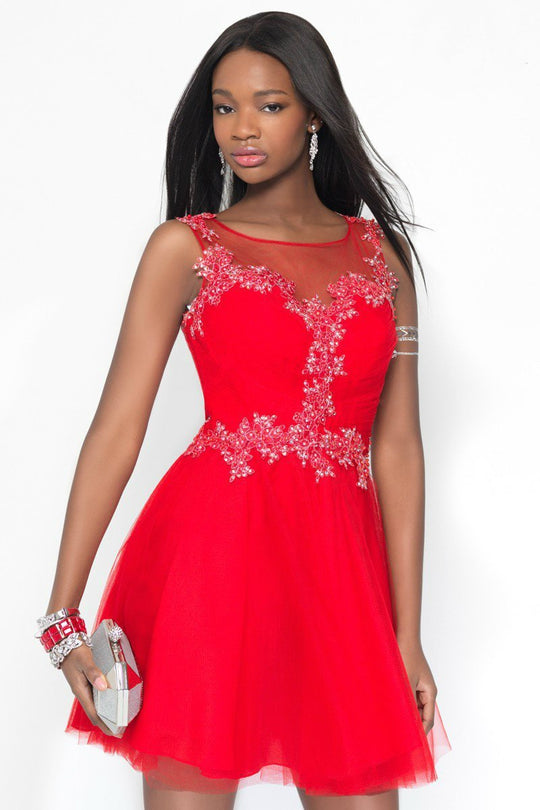 Alyce Paris - 3692 Short Dress In Red Silver