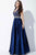 Lace and Bead Embellished V-Neck Satin A-line Dress 28728