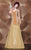 MNM Couture - 8291W Sleeveless Sparkling Striped Evening Dress In Gold