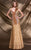 MNM Couture - 8291W Sleeveless Sparkling Striped Evening Dress In Gold