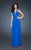 La Femme - 18755 Crystal Accent V-Strap Sweetheart Empire Gown In Blue