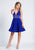 Dave & Johnny - 3698 Plunging V-Neck Tri-Band Cocktail Dress In Blue