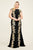 Tadashi Shoji - Gold Embellished Bateau Mermaid Dress In Black and Gold