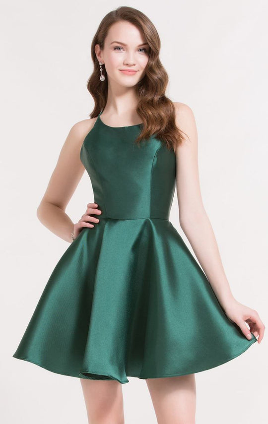 Alyce Paris - 3703 Strappy Fitted Halter Cocktail Dress in Green