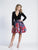 Dave & Johnny - 3709 Long Sleeve Velvet Bodice Floral Dress In Black and Print