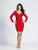Dave & Johnny - 3717 Long Sleeve Lace  Fitted Short Dress In Red