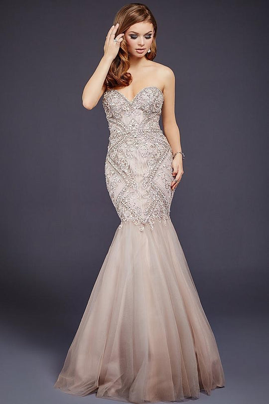37185 Embellished Sweetheart Mermaid Dress