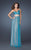 La Femme - 18965 Gorgeous One-Shoulder Empire Waist Evening Gown In Blue and Neutral