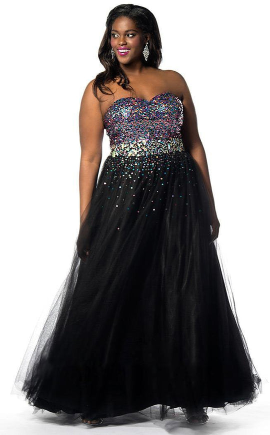 SC7106 Sequined Strapless Gown
