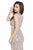 Shail K - 3749 Fully Sequined V Neck Evening Gown in Neutral