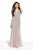 Shail K - 3749 Fully Sequined V Neck Evening Gown in Neutral