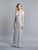 Dave & Johnny - Embellished V-neck Trumpet Dress With Train 3751 In Silver