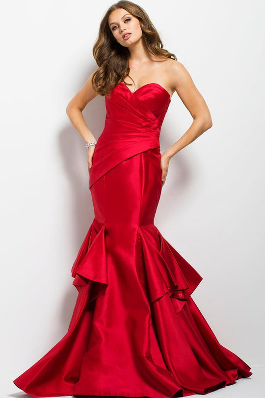 37539 Pleated Sweetheart Trumpet Dress