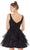 Deep V-neck Mesh A-line Dress in Black