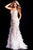 37604 Beaded Deep V-neck Feather Mermaid Dress