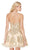 Lace Appliqued Strapless A-Line Dress in Gold