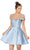 Off Shoulder Mikado Fit and Flare Cocktail Dress in Blue