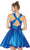 Fitted High Halter Cocktail Dress in Blue