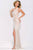 37698 Nude Lined Jewel Neck Beaded Sheath Dress