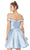 Alyce Paris Sleek Off Shoulder Mikado A-Line Dress 3766 in Blue