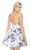 Strapless Brocade Semi-Sweetheart A-line Dress in White and Blue