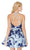 Alyce Paris - 3774 Floral Brocade Halter A-line Dress in Blue and Floral