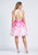 Dave & Johnny - 3775 Beaded Halter Illusion Paneled Floral Dress In Pink and Print