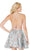 Strappy Plunging A-Line Cocktail Dress in Blue and Pink