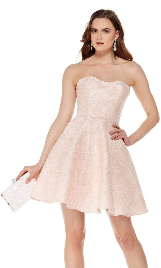 Jacquard Semi-Sweetheart A-line Cocktail Dress in Pink