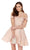 Brocade Off-Shoulder A-line Cocktail Dress in Neutral and Pink