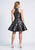 Dave & Johnny - 3787 Strapless Metallic Tinged Floral Choker Dress In Black and Print