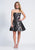 Dave & Johnny - 3787 Strapless Metallic Tinged Floral Choker Dress In Black and Print