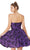 Strapless Sweetheart A-Line Cocktail Dress in Purple and Black