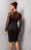 1590 Sheer Plunging Cocktail Dress
