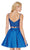 Two Piece Velvet Lace A-line Dress in Blue