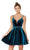 Embellished Deep V-neck Velvet A-line Dress in Green