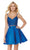 Two Piece Velvet Lace A-line Dress in Blue