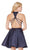 High Halter Strappy Open Back Cocktail Dress in Blue
