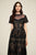 Tadashi Shoji - Illusion Neckline Sheer Lace Tea Length Dress In Black and Neutral