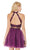 Alyce Paris Two Piece Lace High Halter Cocktail Dress 3803 In Purple