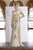 Janique - 3804 Lace Beaded Asymmetrical Gown In White