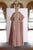 Janique - 3805 Strapless Floral Dress with Cape In Pink