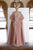 Janique - 3805 Strapless Floral Dress with Cape In Pink