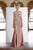 Janique - 3805 Strapless Floral Dress with Cape In Pink
